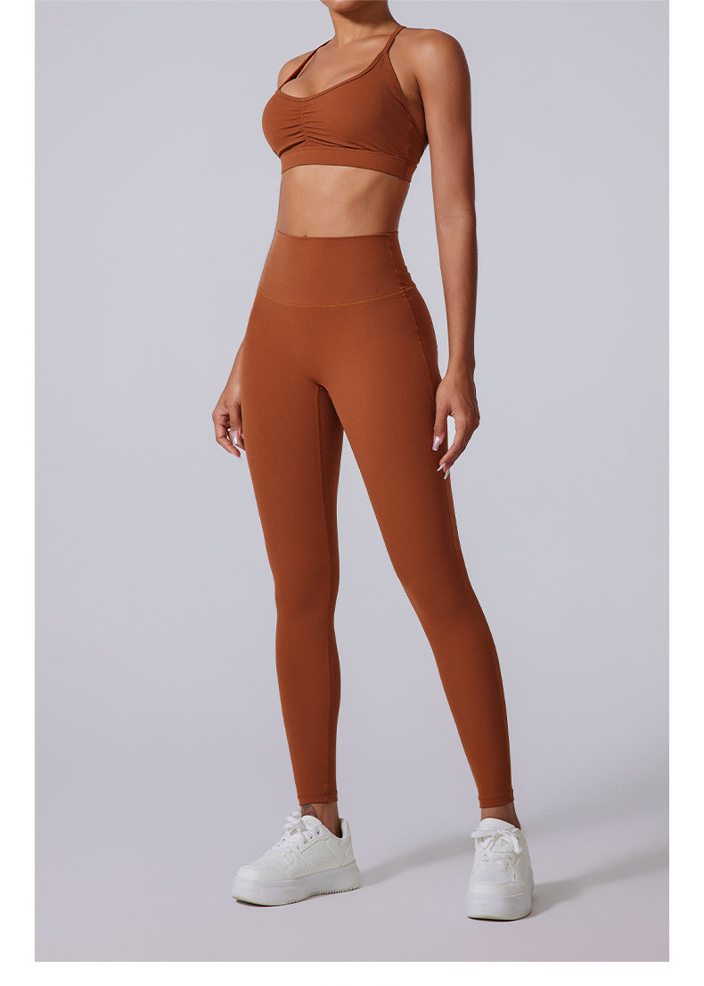 High Waist Brushed Fabric Fitness Leggings for Yoga and Training