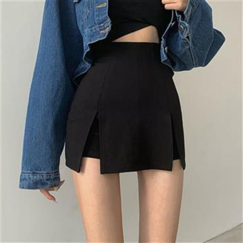 Chic Plus Size High Waist Split Hem Mini Skirt