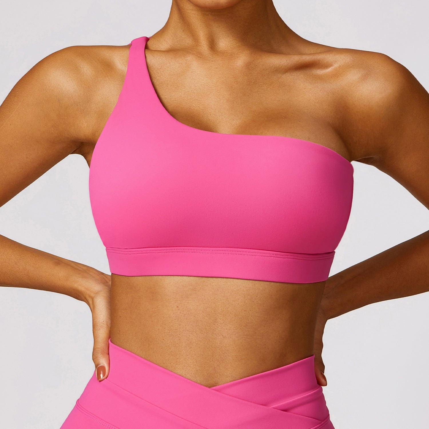 Asymmetrical One Shoulder Performance Sports Bra for Yoga and Workouts