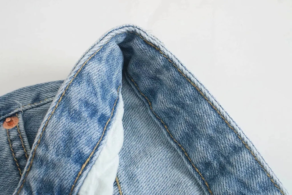 Women's High-Waisted Straight-Leg Denim Jeans