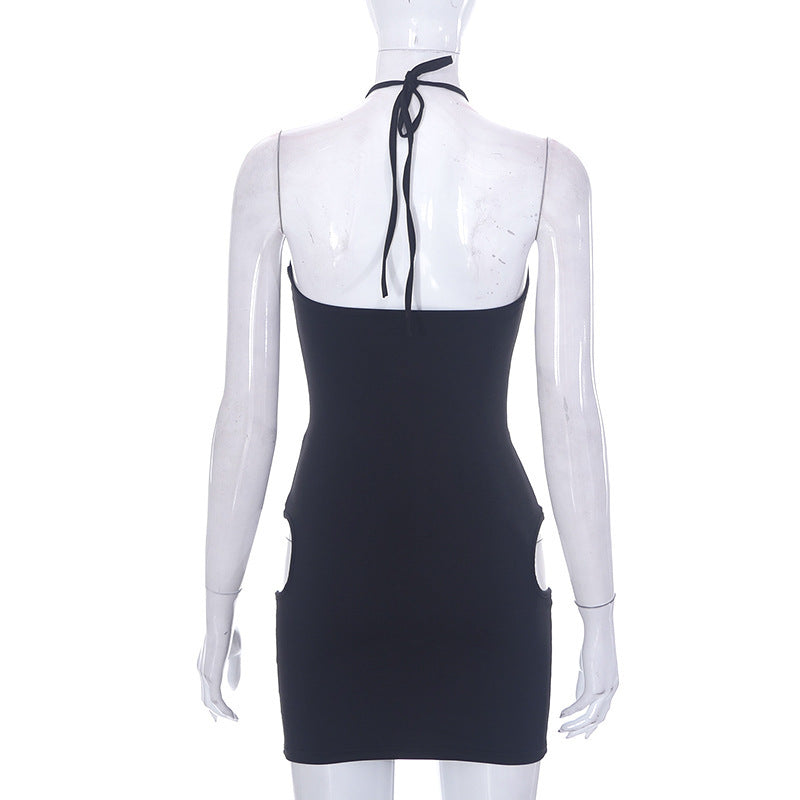Chic Halter Neck Cut Out Bodycon Mini Dress for Women