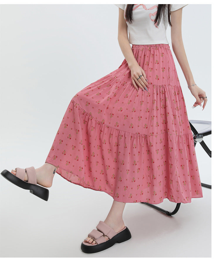 Bohemian Floral Chiffon Maxi Skirt - High Waist A-Line Tiered