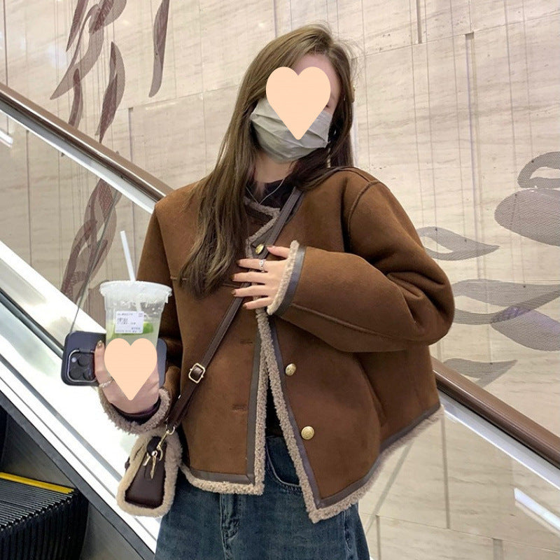 Fashion Personality Lambswool Suede Fur Coat Women