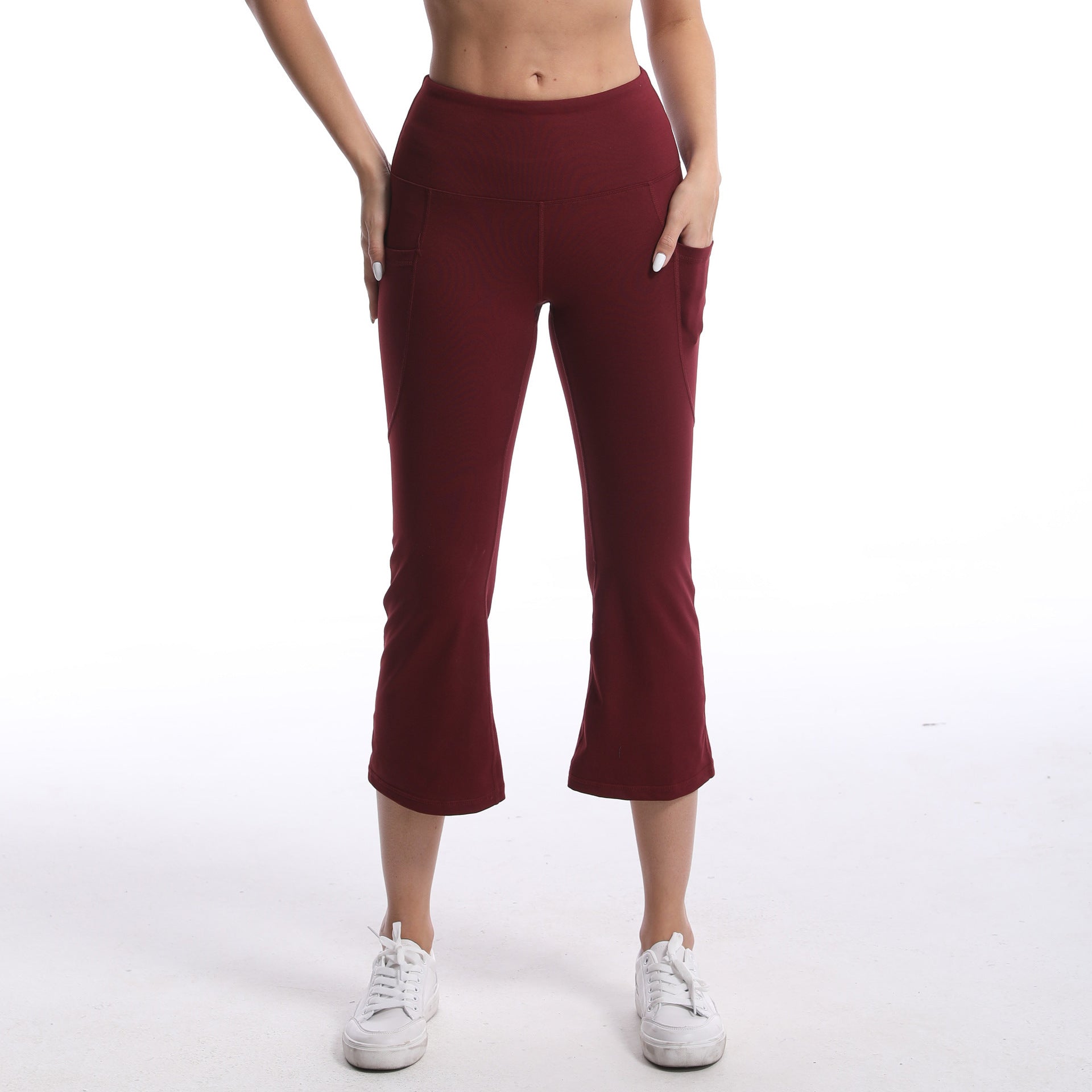 Excellent Nude Feel Cropped Yoga Leggings with Pockets & Hip Lift