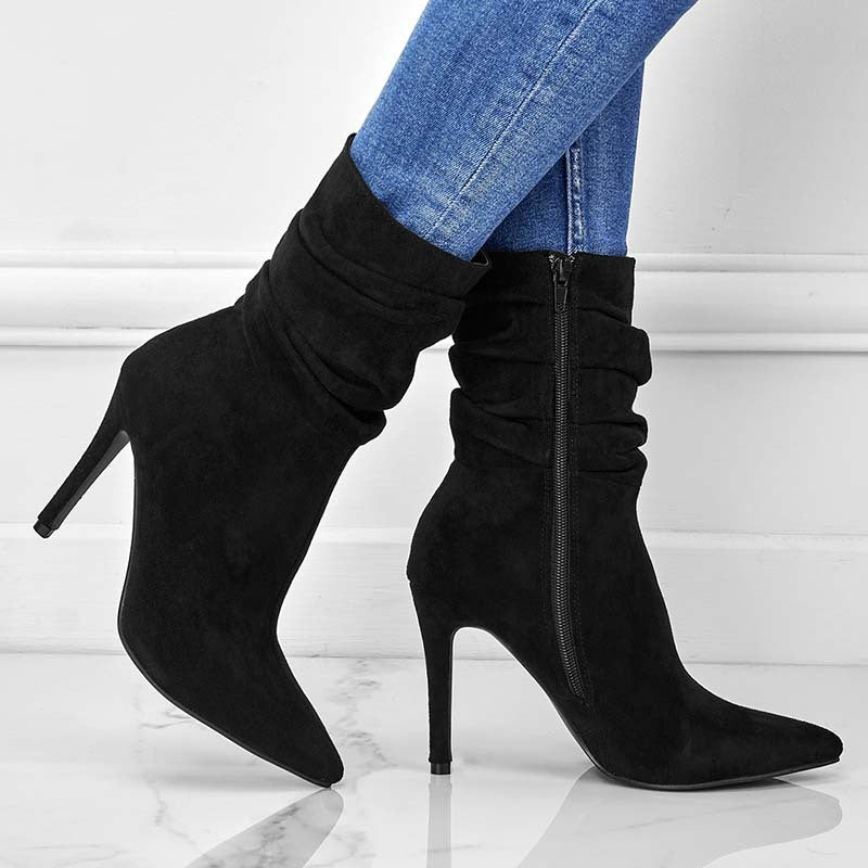 Sloane Ruched Suede Stiletto Boot