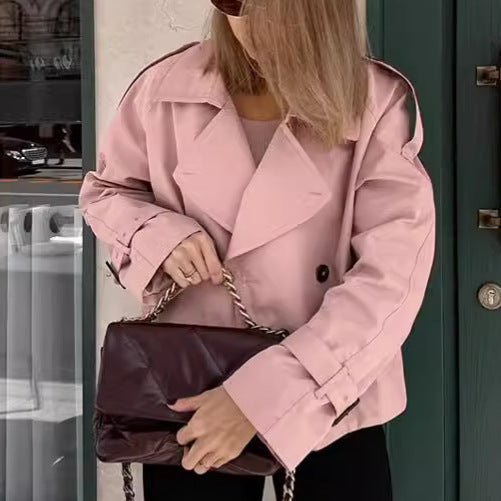 Audrey Pink Cropped Trench Coat