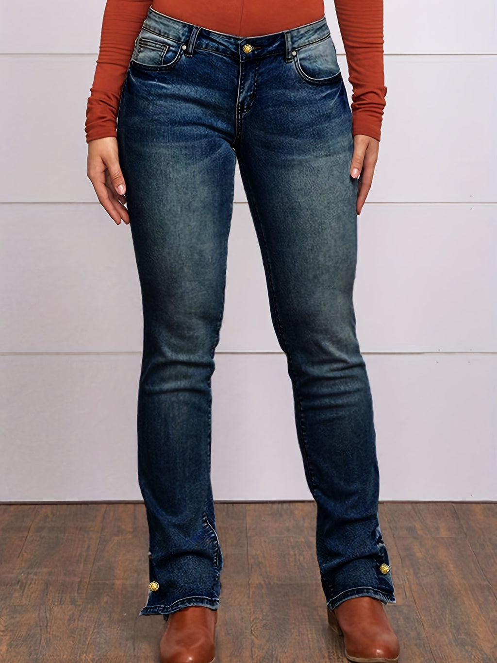 Aria Low-Rise Embroidered Bootcut Jeans