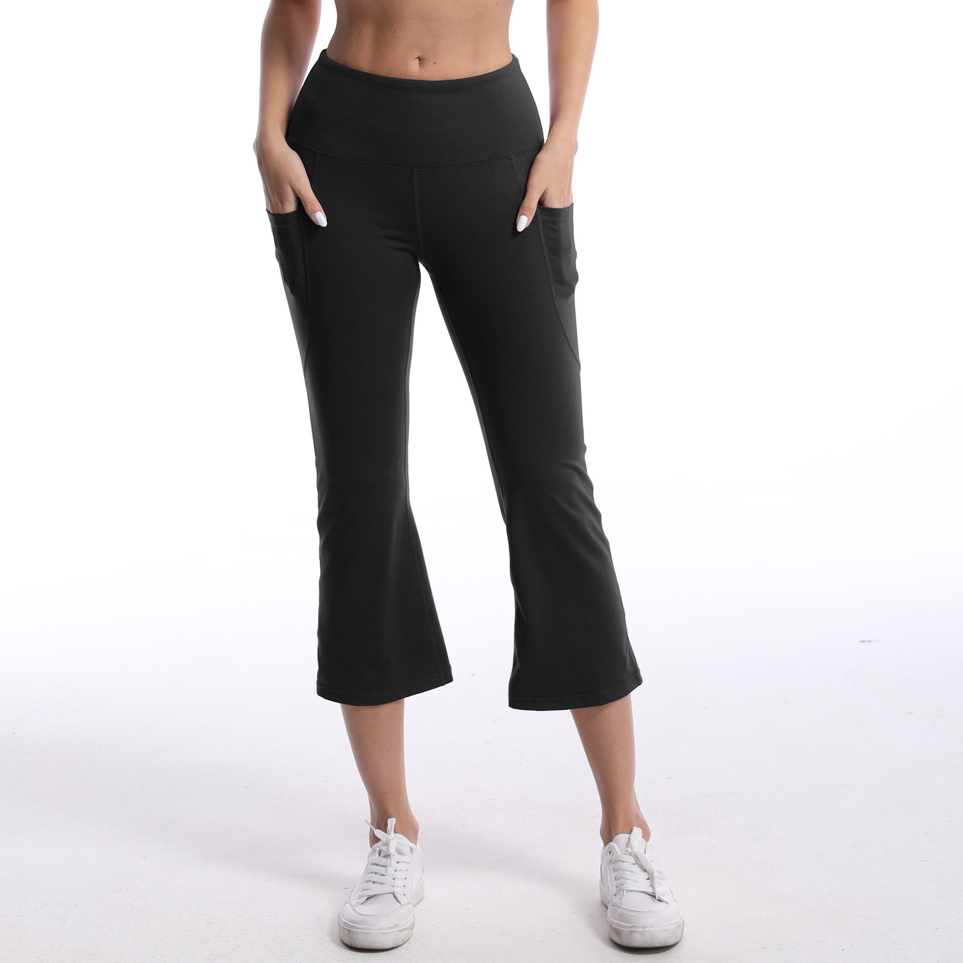 Excellent Nude Feel Cropped Yoga Leggings with Pockets & Hip Lift
