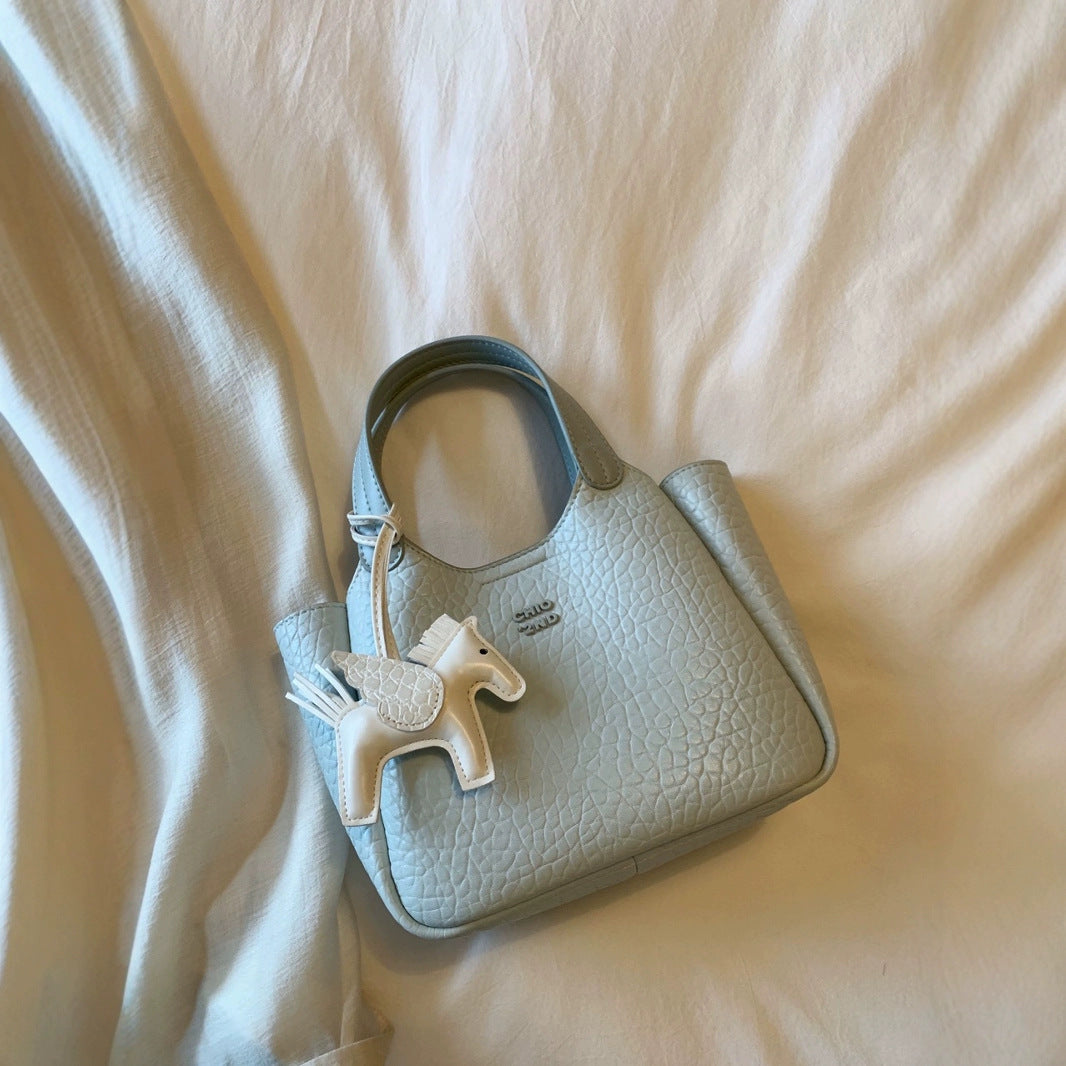 Chic Light Blue Mini Tote Bag with Shoulder Strap