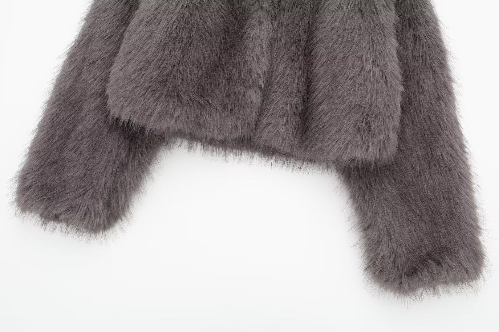Chic Faux Fur O Neck Cropped Jacket Stylish Warm Outerwear