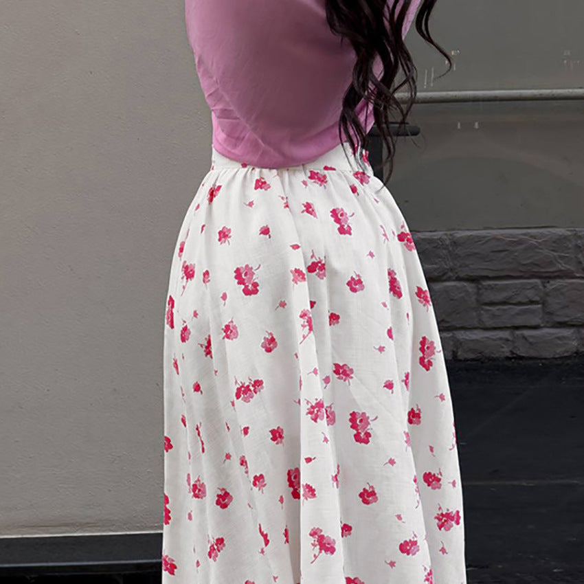 Fashionable High Waist Floral Split Maxi Skirt for Summer