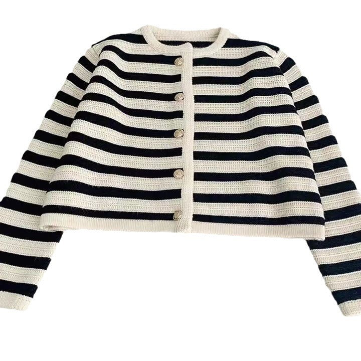 Elegant Striped Knitted Cardigan Sweater for Everyday Chic