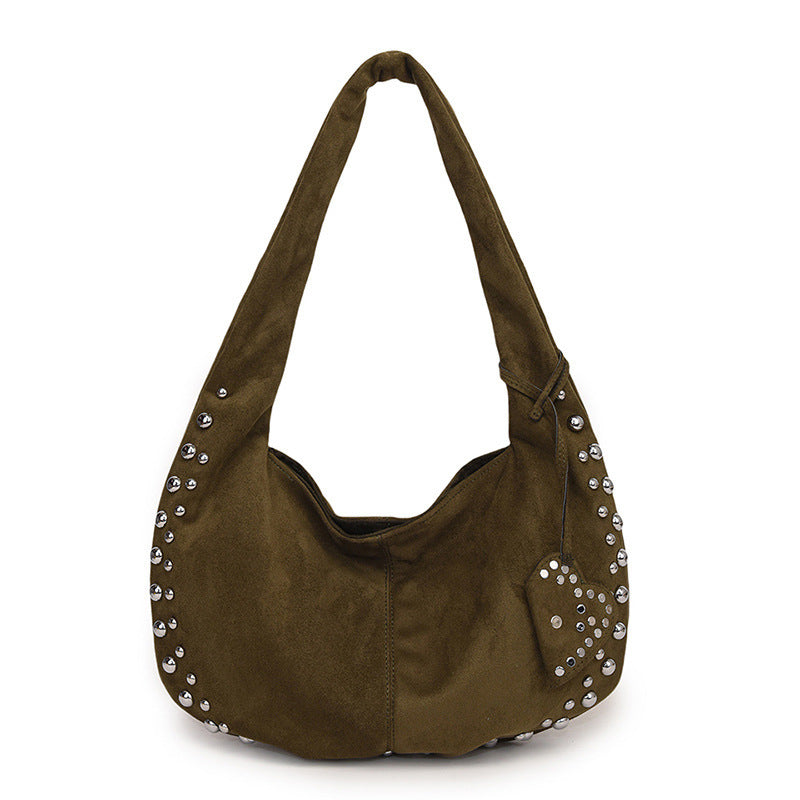 Trendy Studded Plush Underarm Shoulder Bag - Women's Chic Handbag