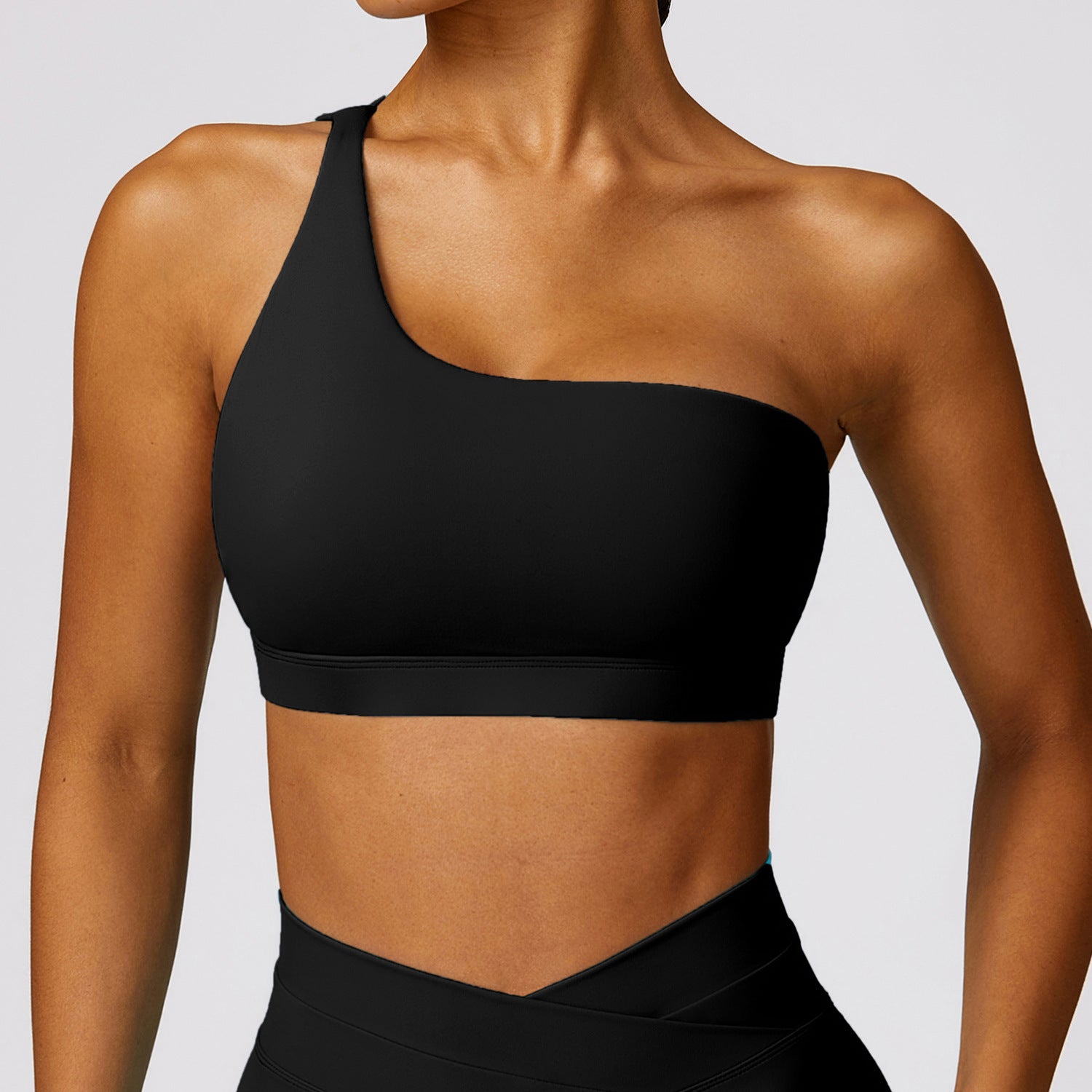 Asymmetrical One Shoulder Performance Sports Bra for Yoga and Workouts