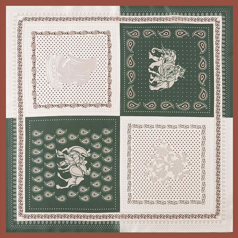 Chic Printed Silk-Feel Square Scarf 53x53cm