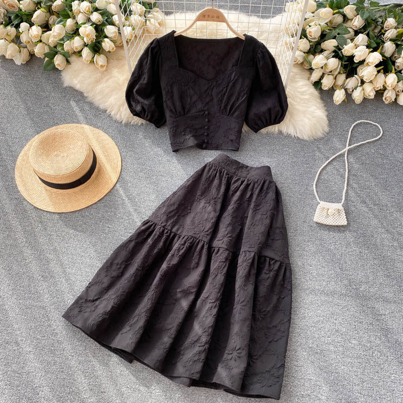 Women's Top & Umbrella Skirt Set - Fashion Two-Piece