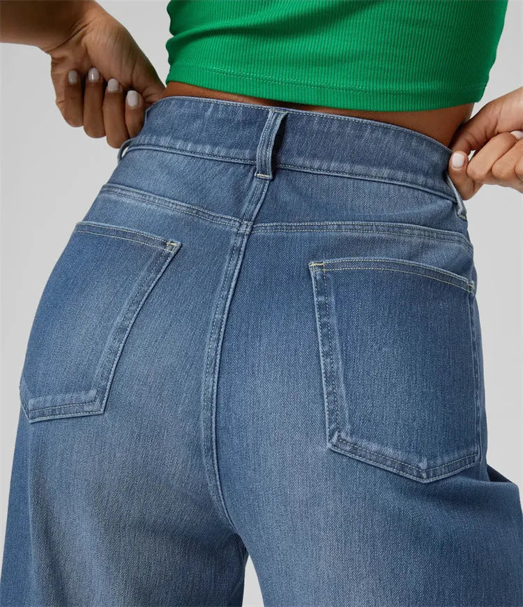 High-Waisted Wide Leg Denim Jeans