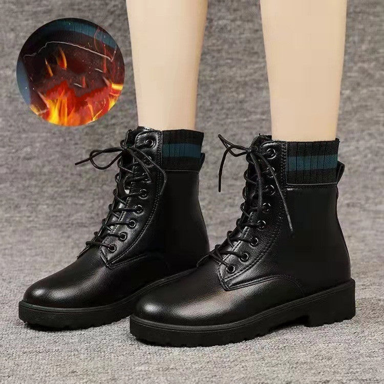 Aria Knit-Cuff Platform Combat Boots
