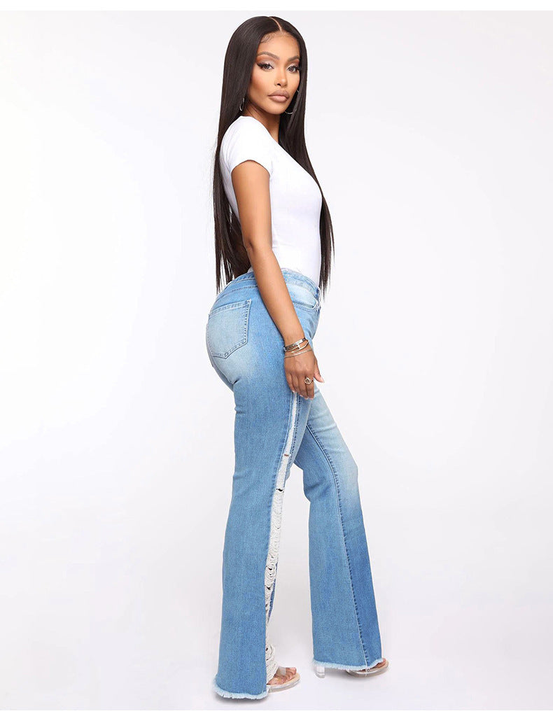 Nova High-Waist Ripped Flare Jeans