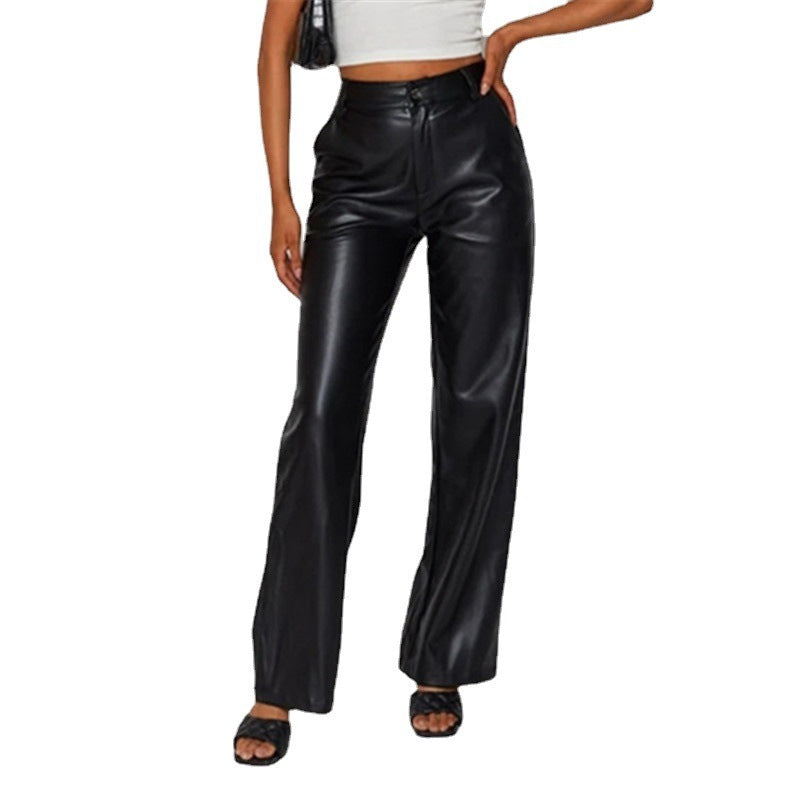 High Waist Faux Leather Pants - Women's Flare Leggings