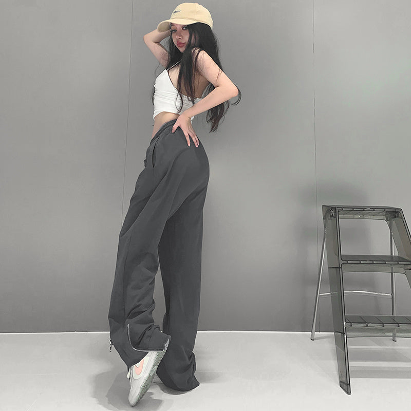 Women's High Waist Baggy Casual Trousers - Streetwear Style