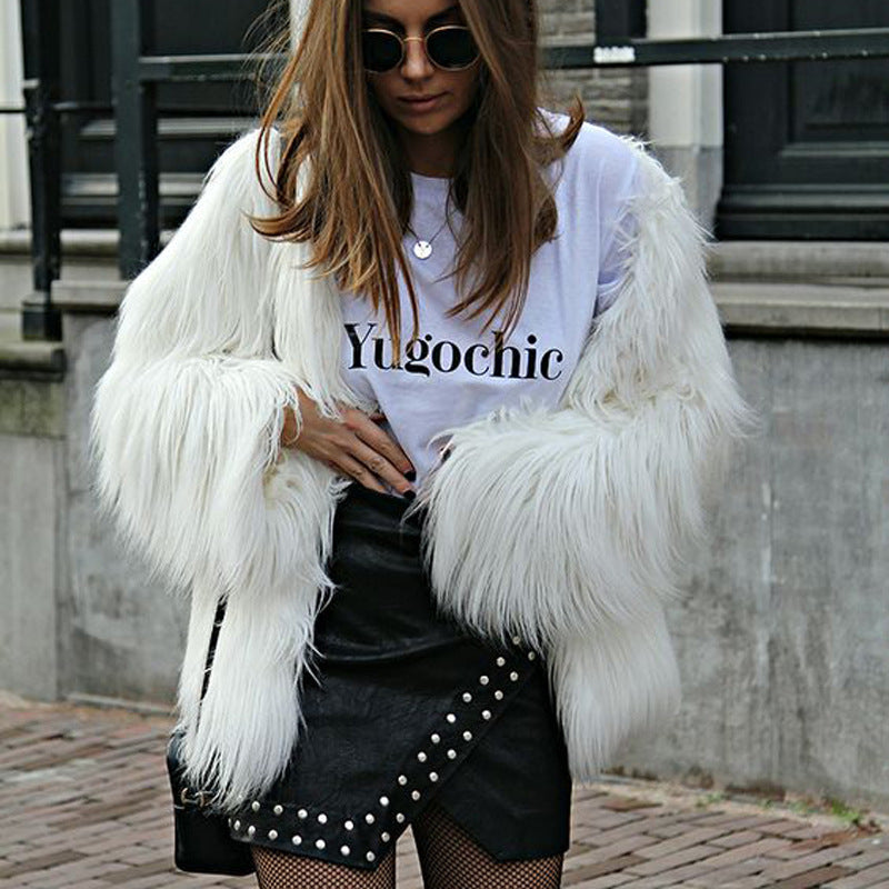 Luxurious Shaggy Faux Fur Short Jacket Warm Cozy Outerwear