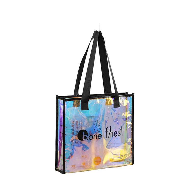 Trendy Transparent Holographic Tote Bag – Waterproof & Stylish