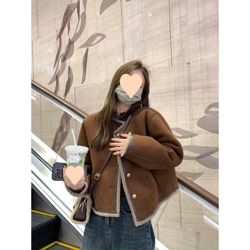 Fashion Personality Lambswool Suede Fur Coat Women