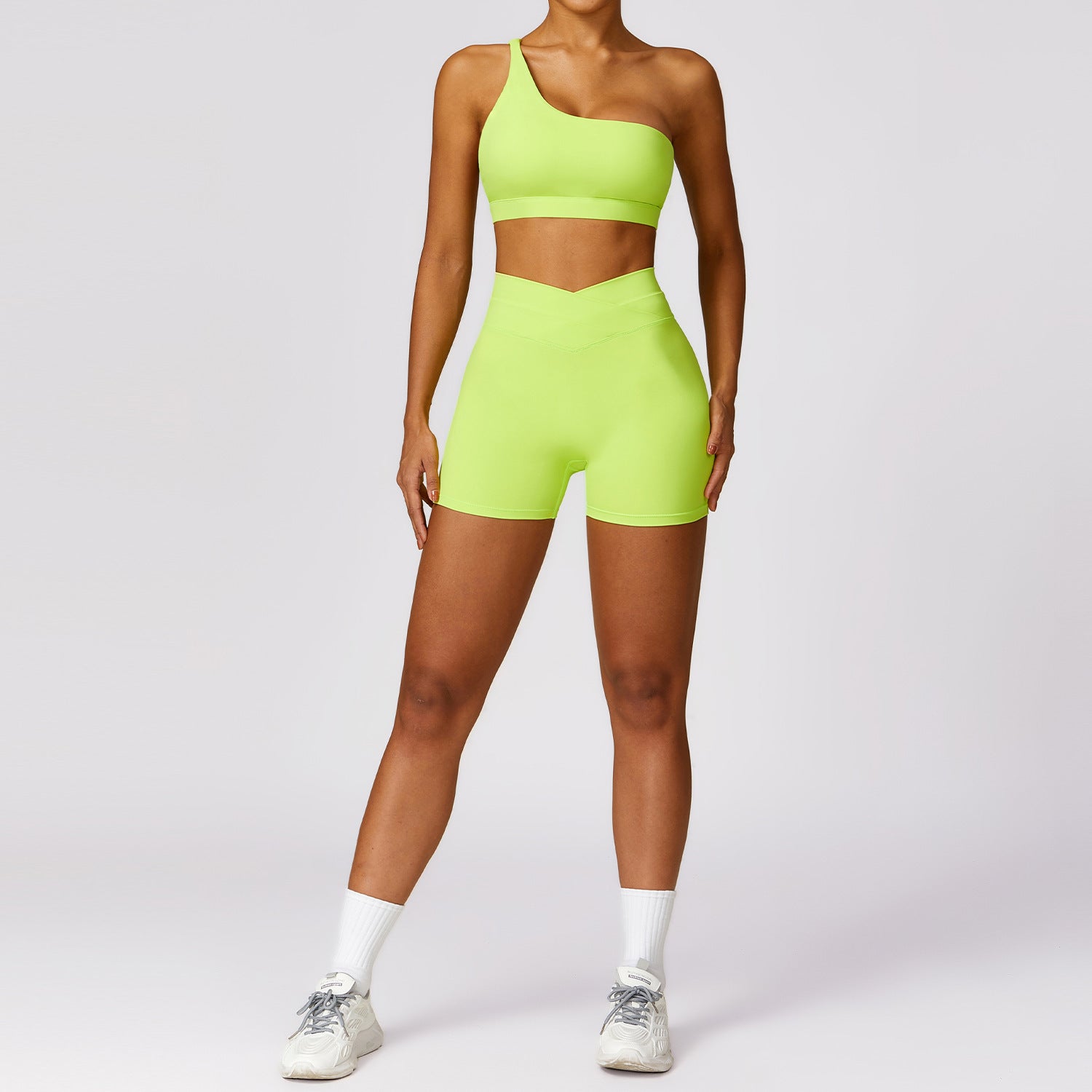Comfortable Quick Drying One Shoulder Sports Bra and High Waist Yoga Leggings Set