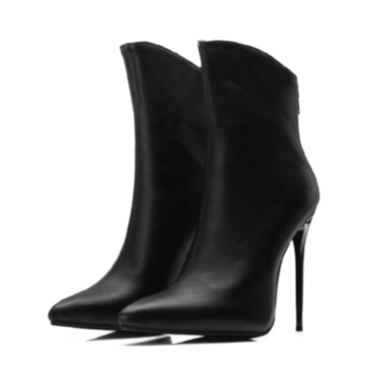 Sleek Suede Pointed Toe Stiletto Ankle Boots