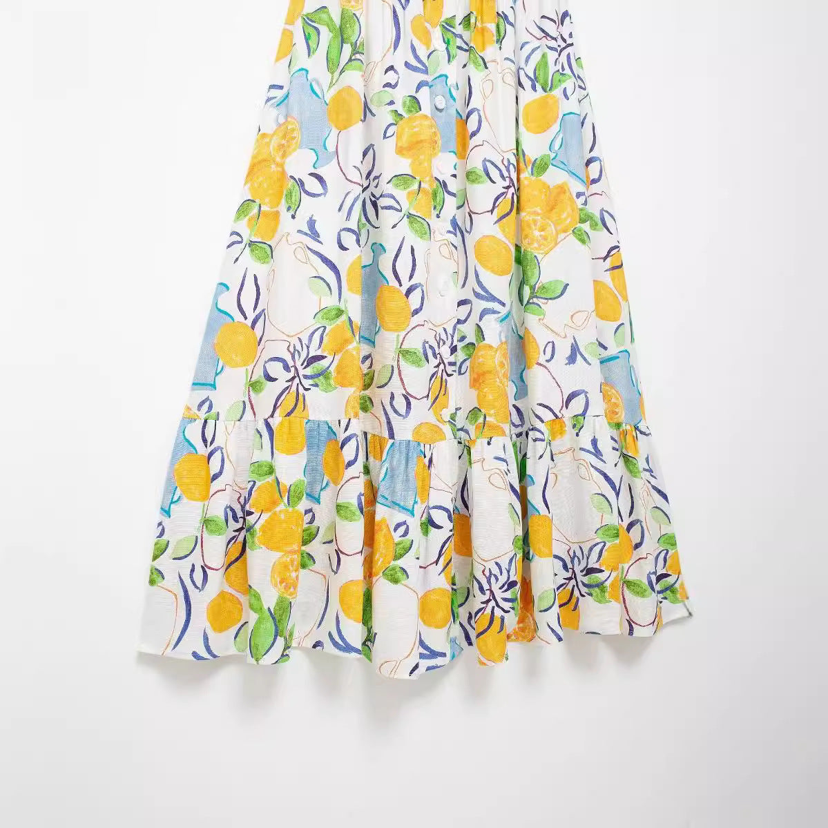 Vibrant Lemon Print Sleeveless Midi Dress - Summer Essential