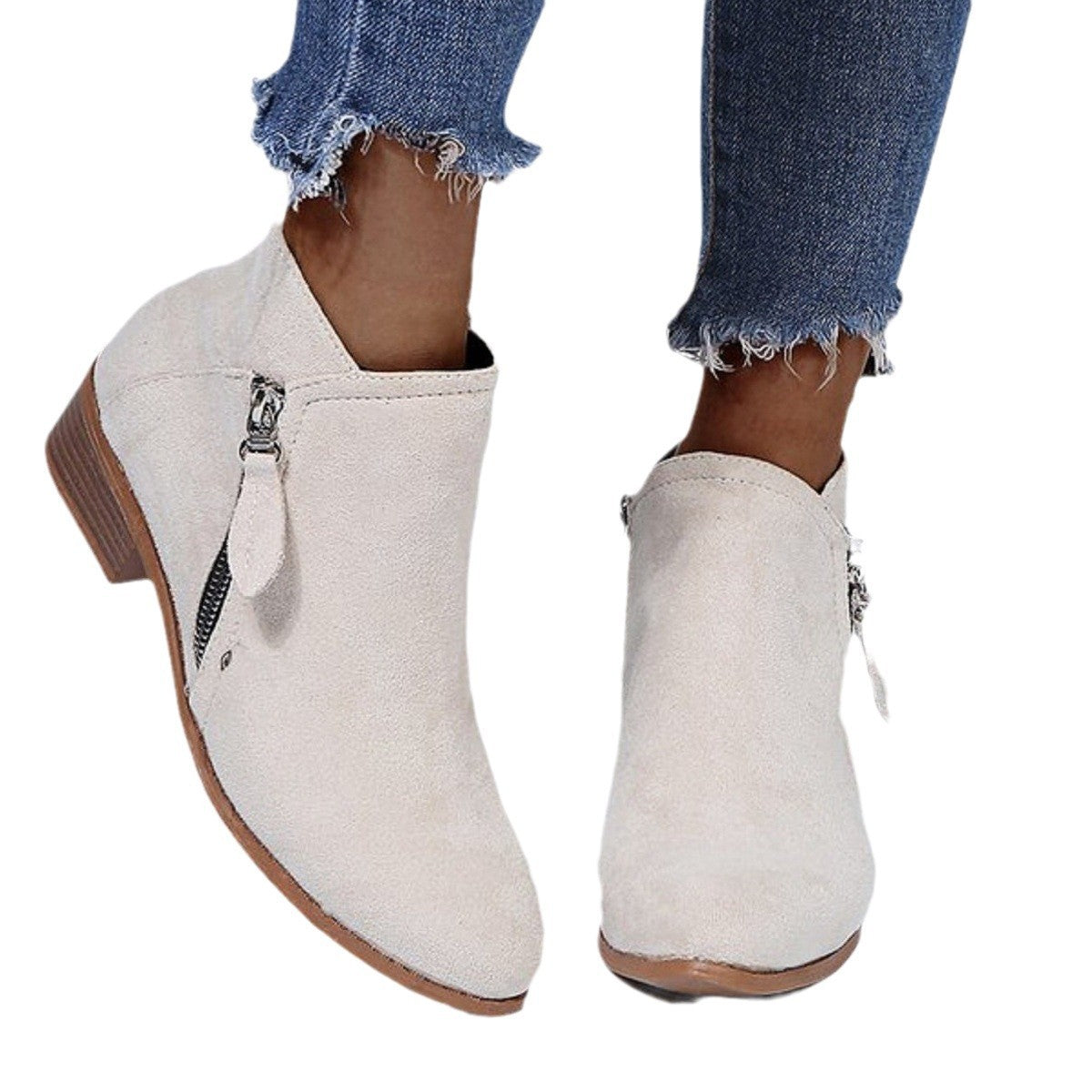 Chic Suede Side-Zip Ankle Boots