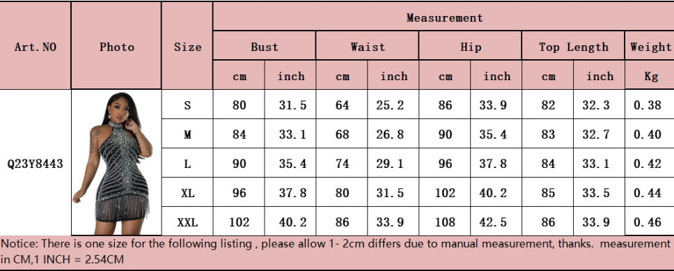 Sparkling Rhinestone Tassel Mini Dress - Glamorous Party & Evening Wear