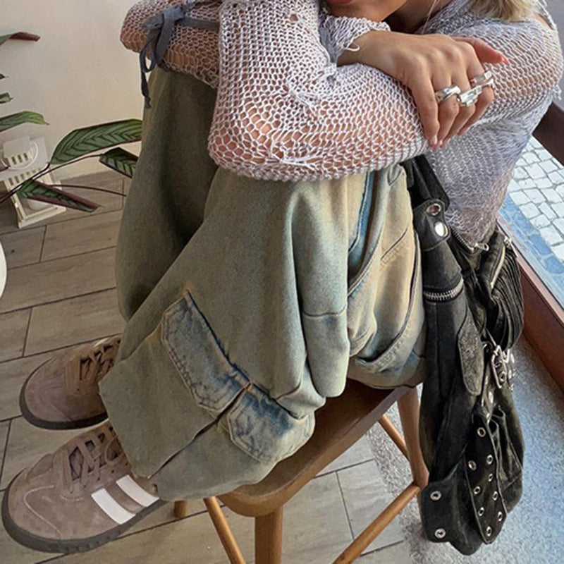 Women's Retro Asymmetric Baggy Jeans