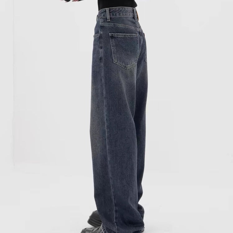 Effortless Retro Dark Wash Baggy Jeans