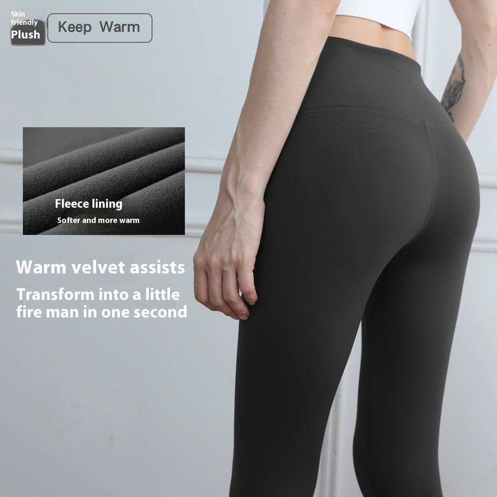 Thickened Traceless High Waisted Fleece Lined Activewear Leggings for Yoga and Fitness