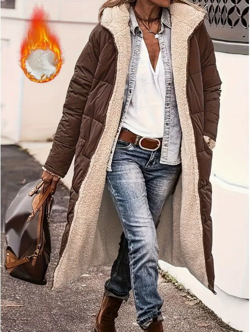 Cozy Quilted Sherpa Lined Winter Coat for Everyday Style