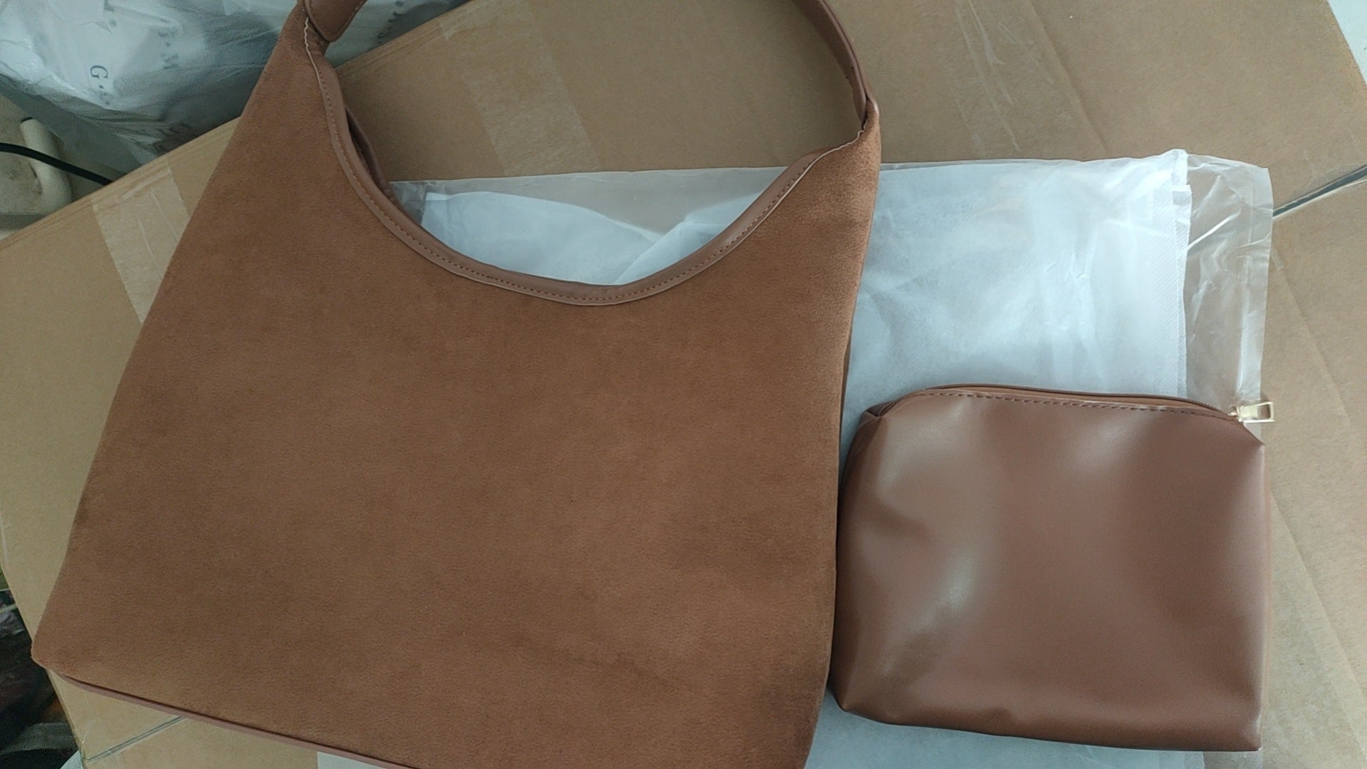 Chic Suede Hobo Shoulder Tote Bag