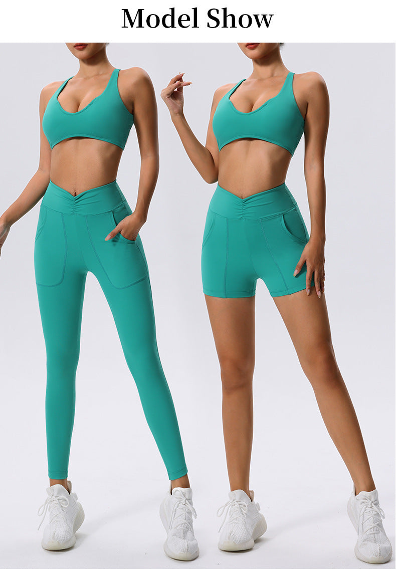 Women's Quick Dry Athletic Sports Bra and High Waist Yoga Shorts Set for Running and Exercise