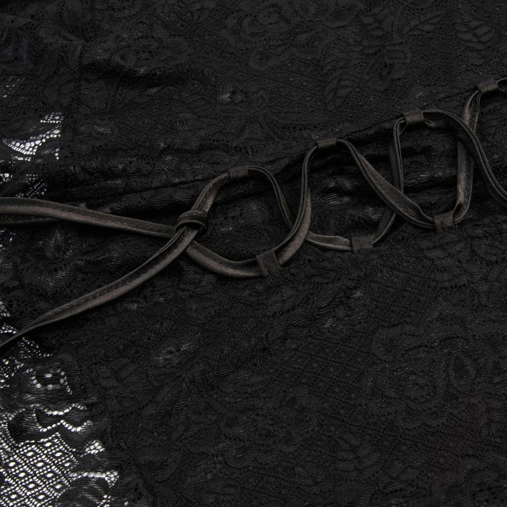 Gothic Lolita Lace Dress - Women's Black Ruffled Gown