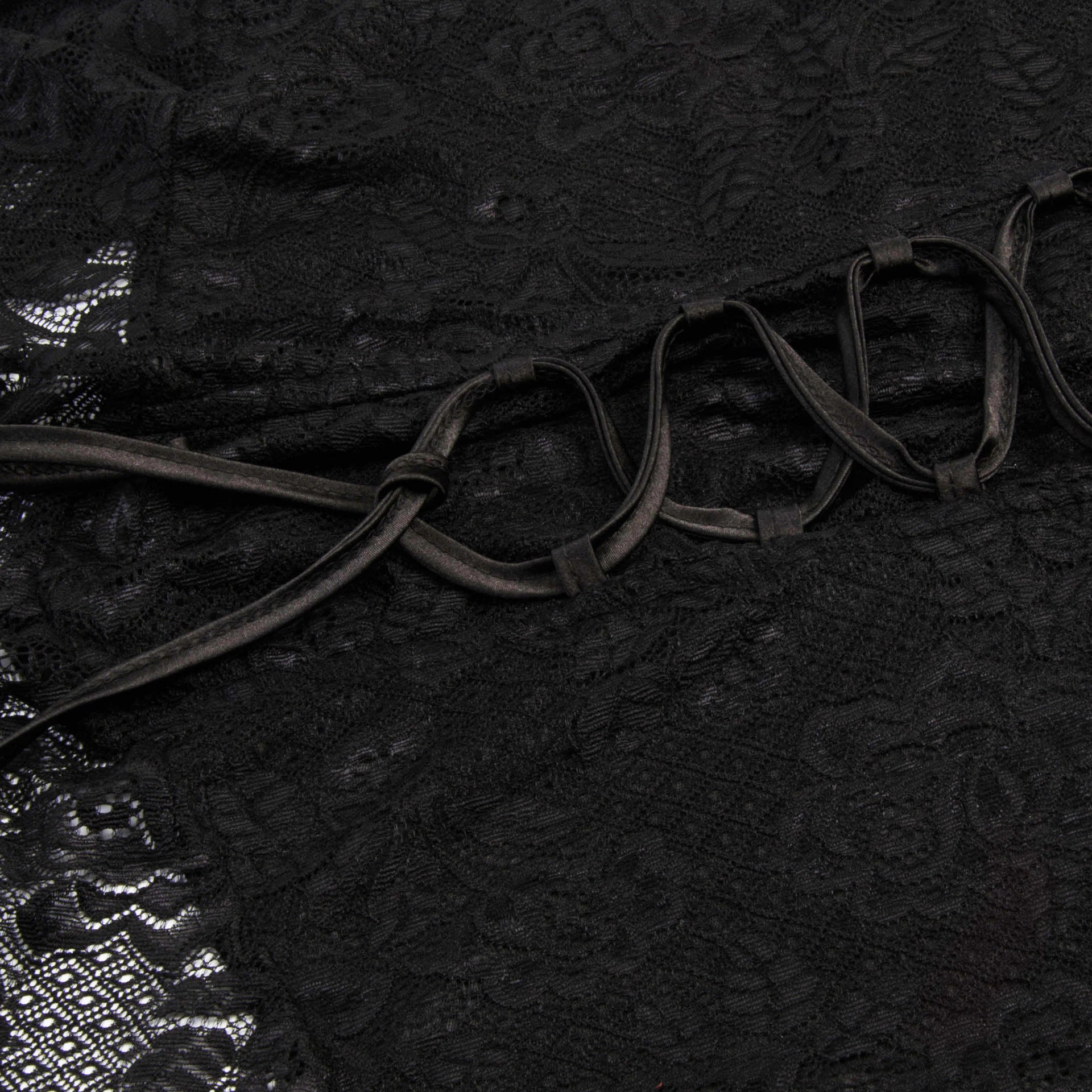 Gothic Lolita Lace Dress - Women's Black Ruffled Gown