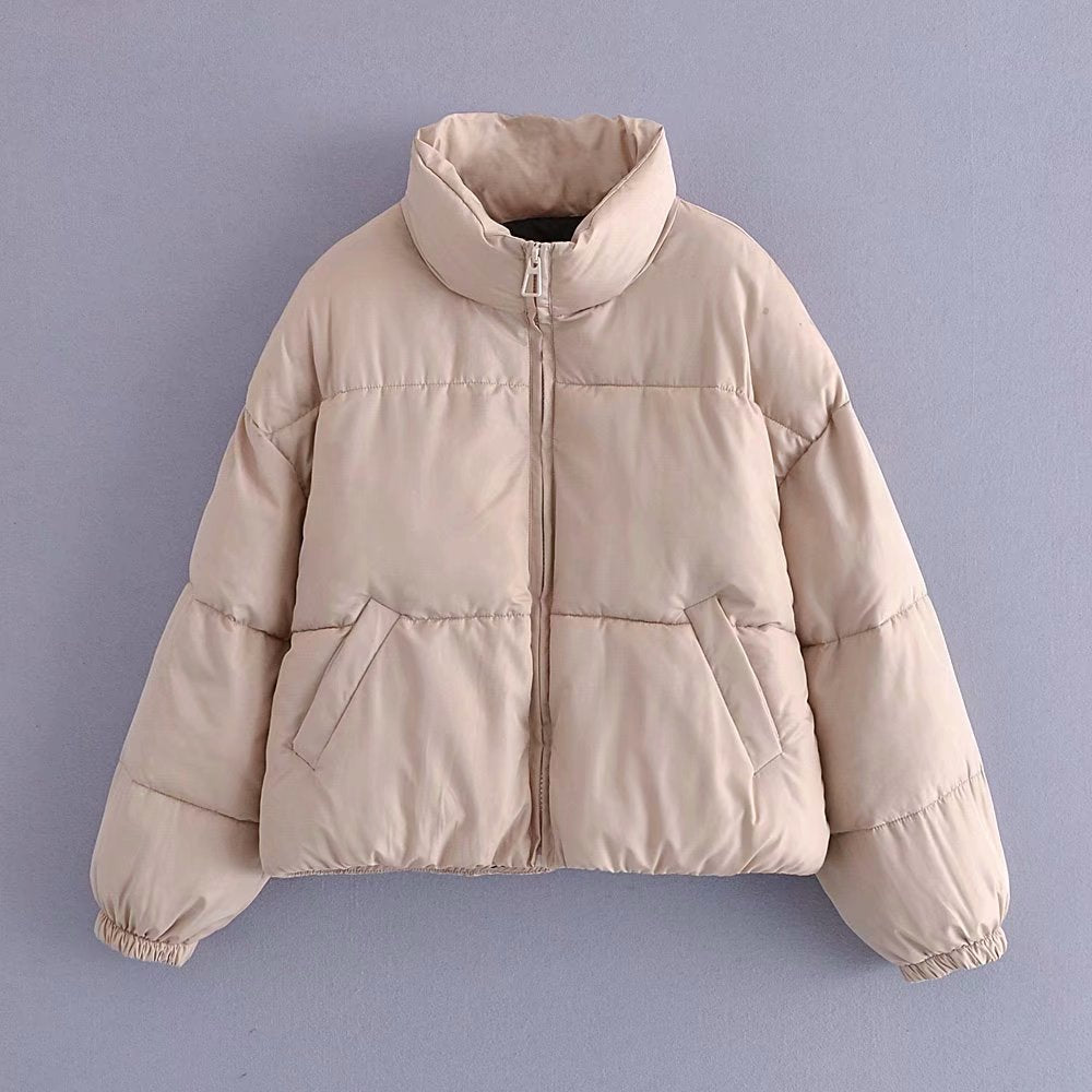 Chic Urban Puffer Jacket with Stand Collar Cozy Winter Essential