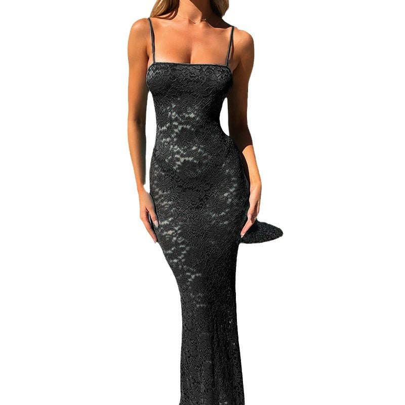Women's See-Through Slip Dress - Sexy Slim Fit Maxi Gown