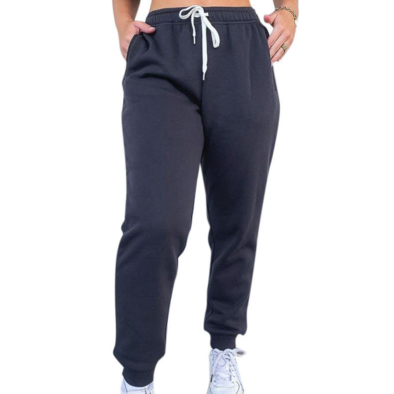 Comfortable Women's Solid Color Drawstring Waist Casual Lounge Jogger Sweatpants
