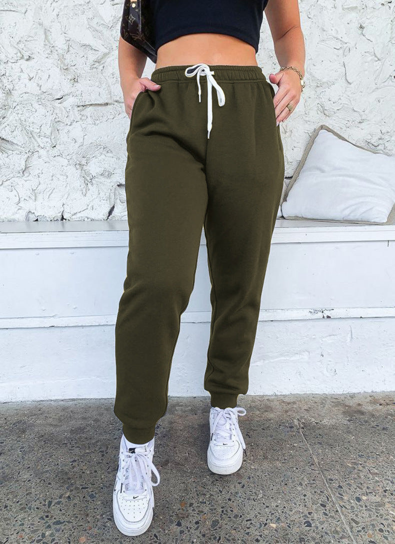 Comfortable Women's Solid Color Drawstring Waist Casual Lounge Jogger Sweatpants