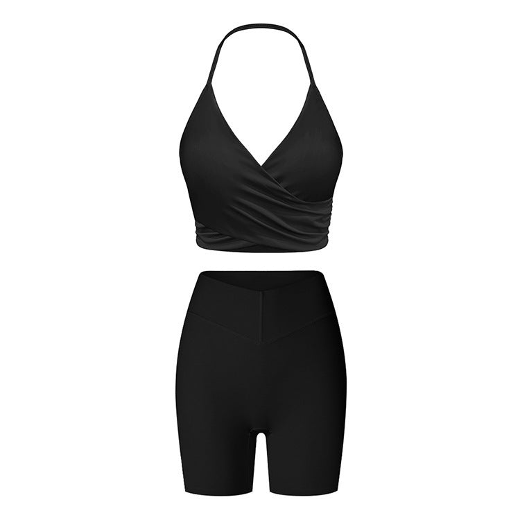 Brushed Performance Long Sleeve Crop Top and Leggings Yoga Activewear Set