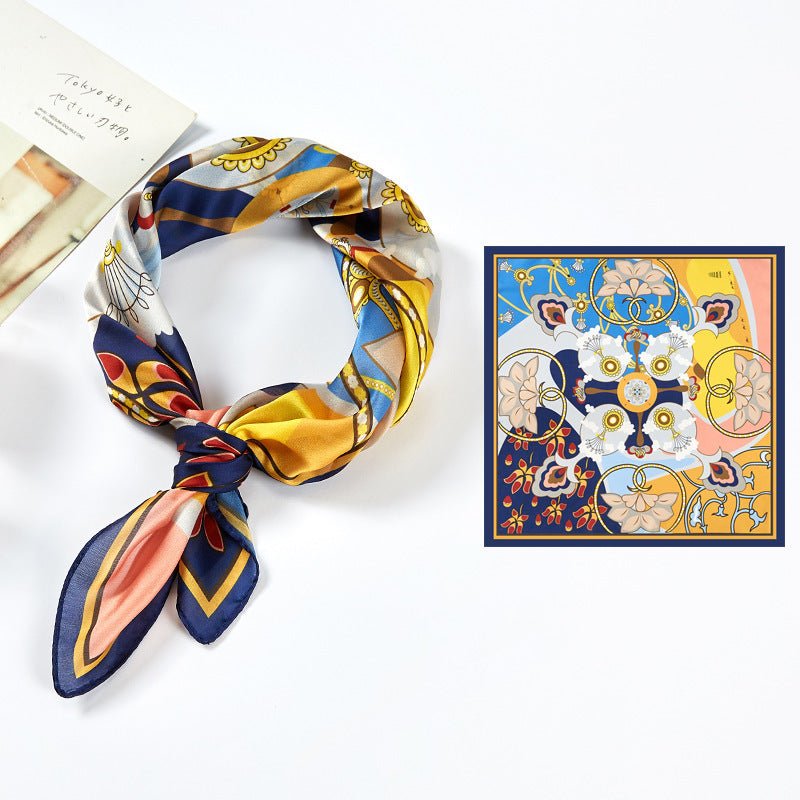 Chic Printed Silk-Feel Square Scarf 53x53cm