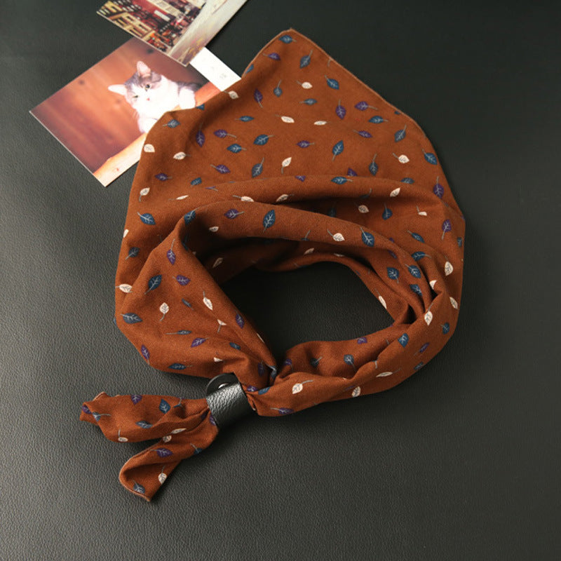Elegant Women's Cotton Square Scarf - Bird Print