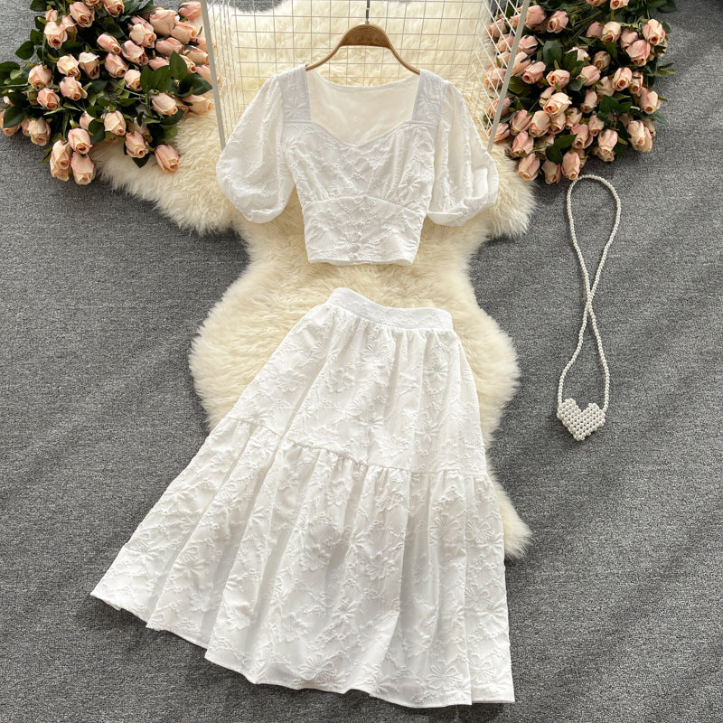 Women's Top & Umbrella Skirt Set - Fashion Two-Piece