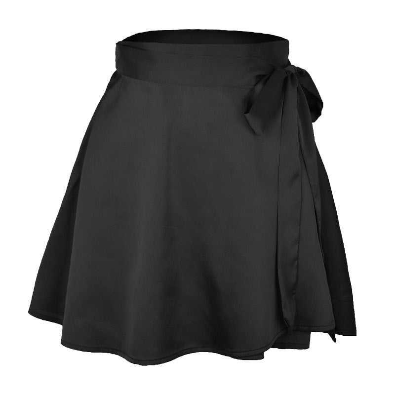 Elegant High Waist Satin A-Line Wrap Mini Skirt Flowy Summer Essential